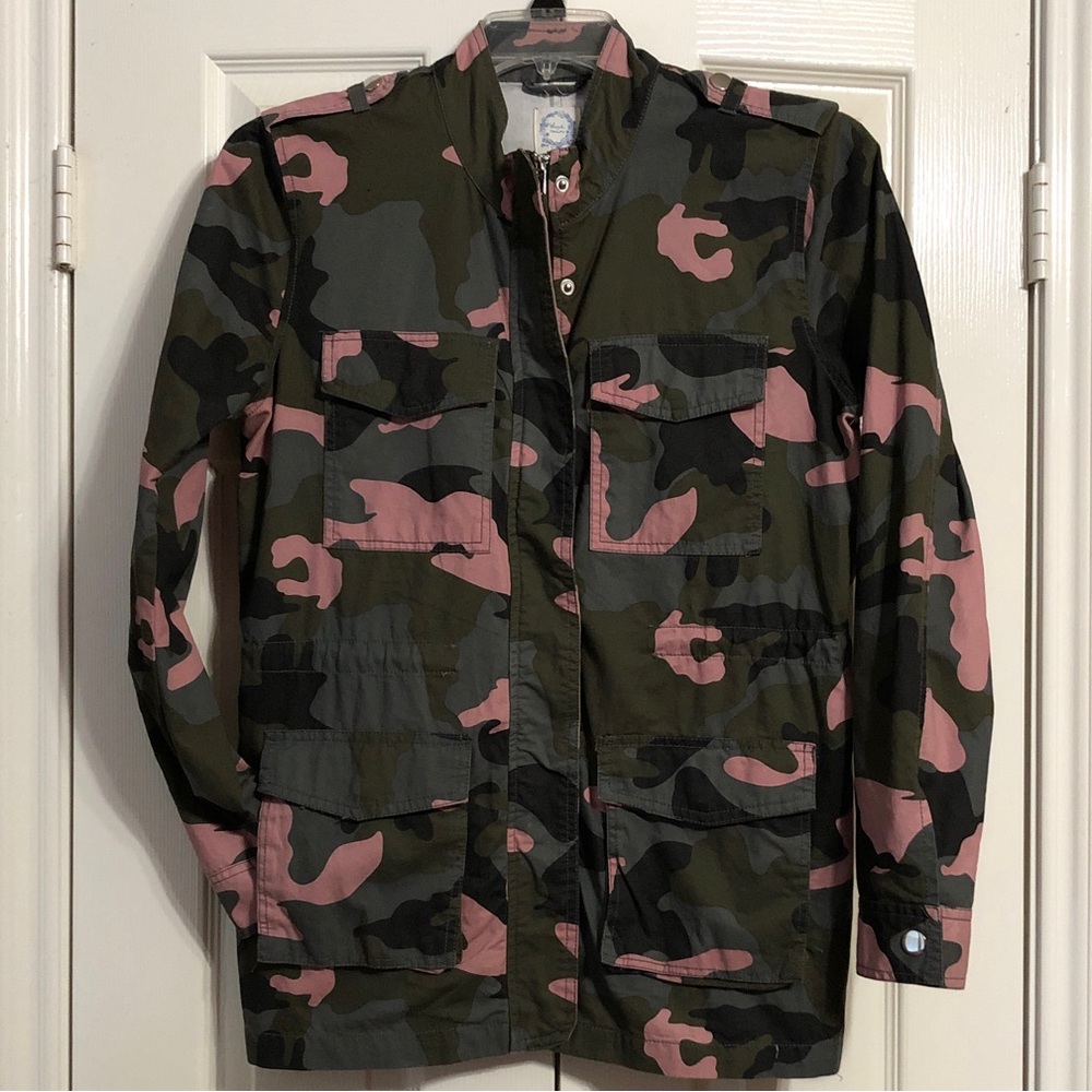 Blue Rain Camouflage Utility Jacket - Green and Pink